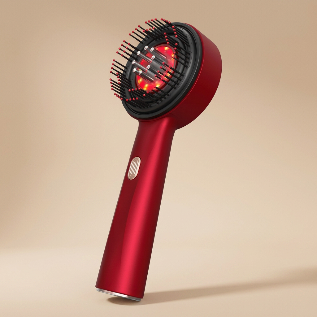 Escova Massageadora de Couro Cabeludo com Luz Vermelha e Vibração