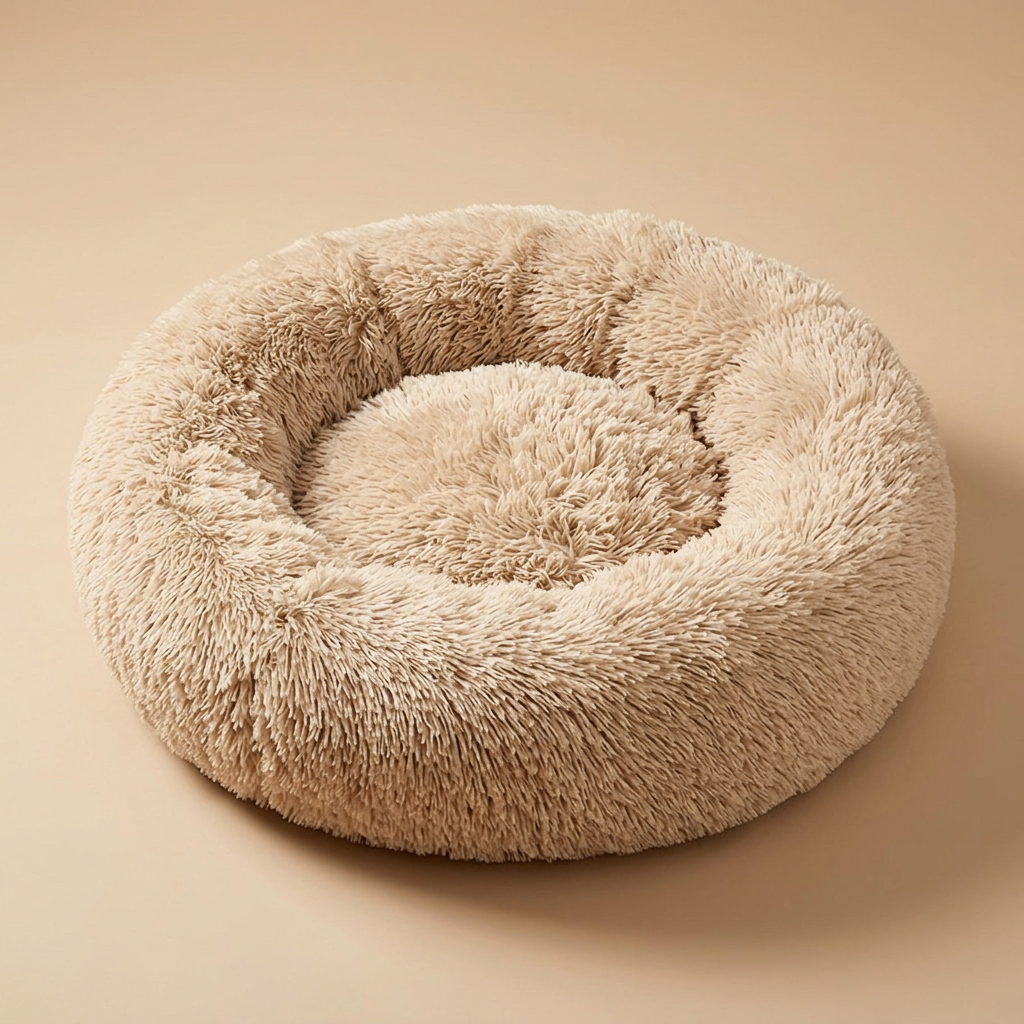 Cama Redonda Anti-Ansiedade em Pelúcia para Cães e Gatos