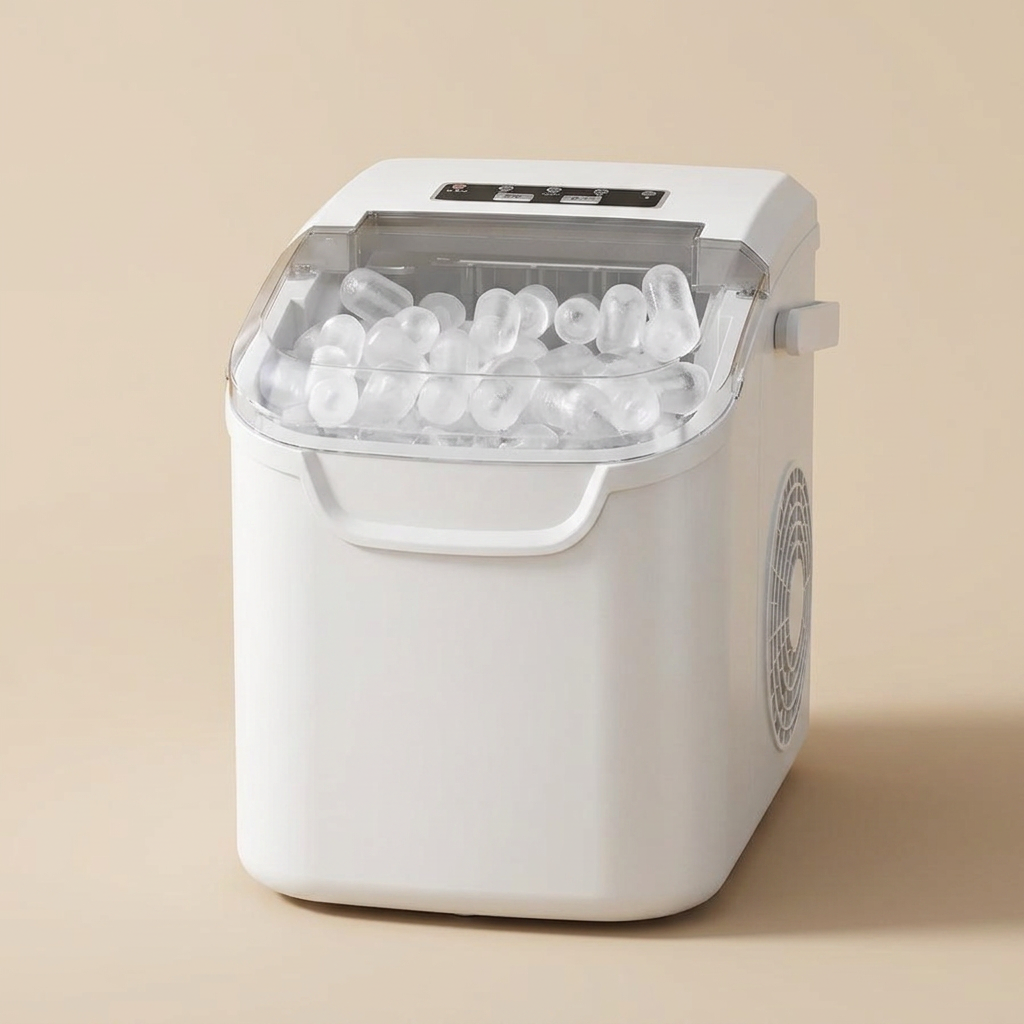 Máquina de Gelo Portátil 12 kg/24h com Autolimpeza e Tamanho Ajustável