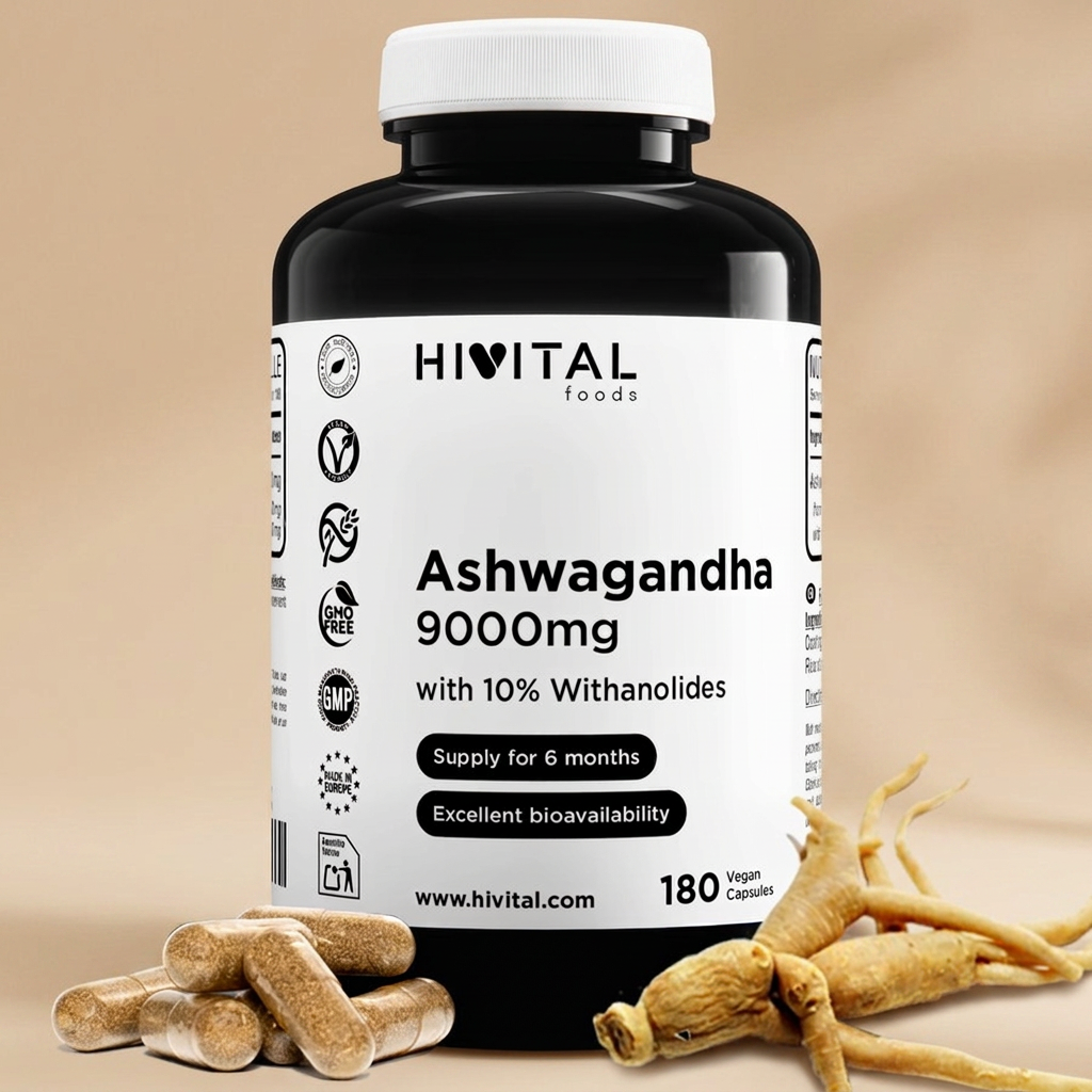 Ashwagandha 9000 mg com 10% Withanolides — 180 Cápsulas Vegan